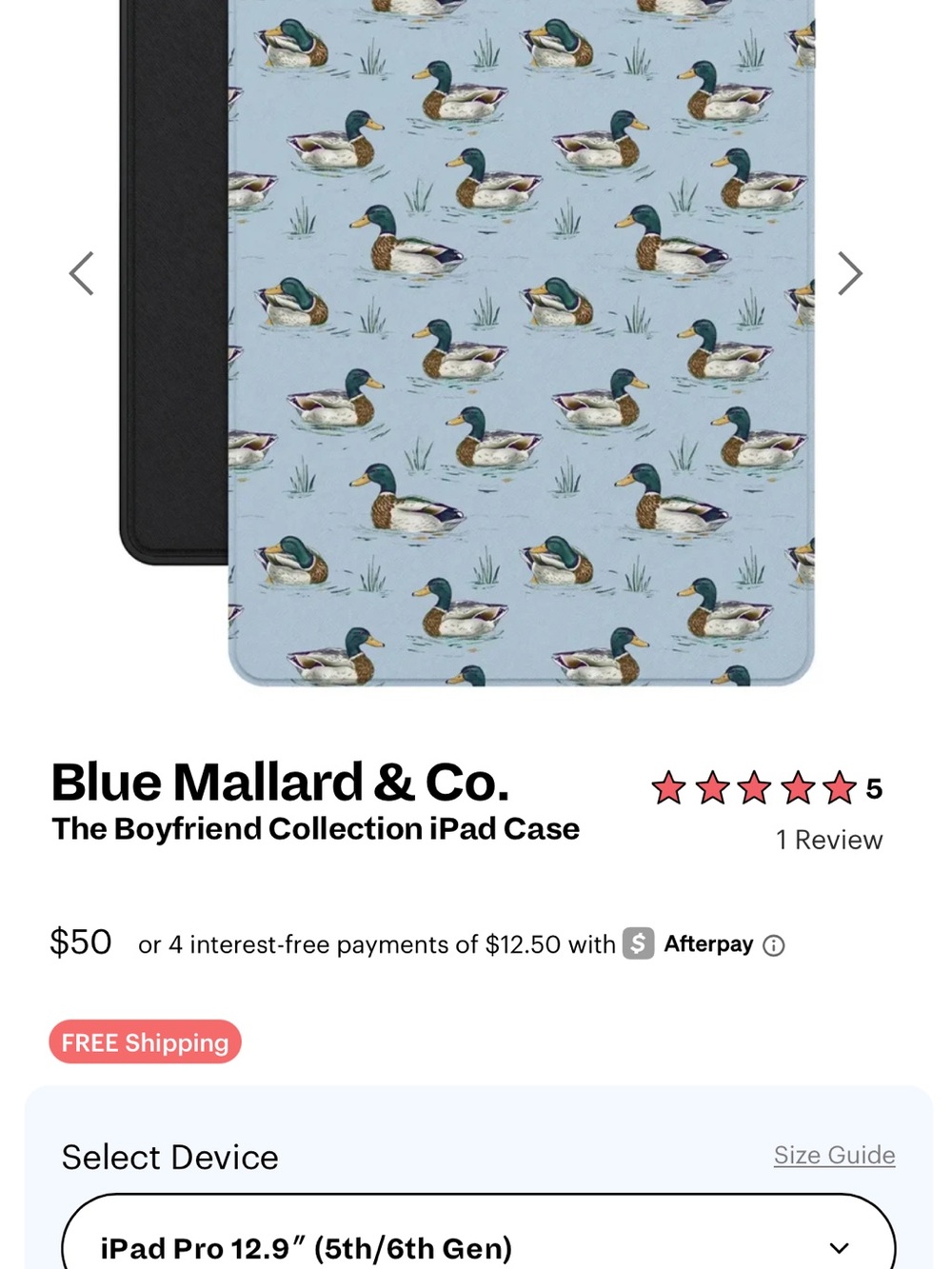 The Boyfriend Collection iPad Case - Light Blue Mallard Print